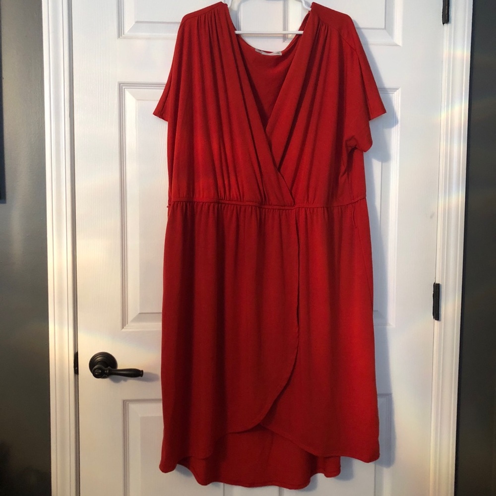 3X Maurice's Burnt Orange Faux Wrap Dress
